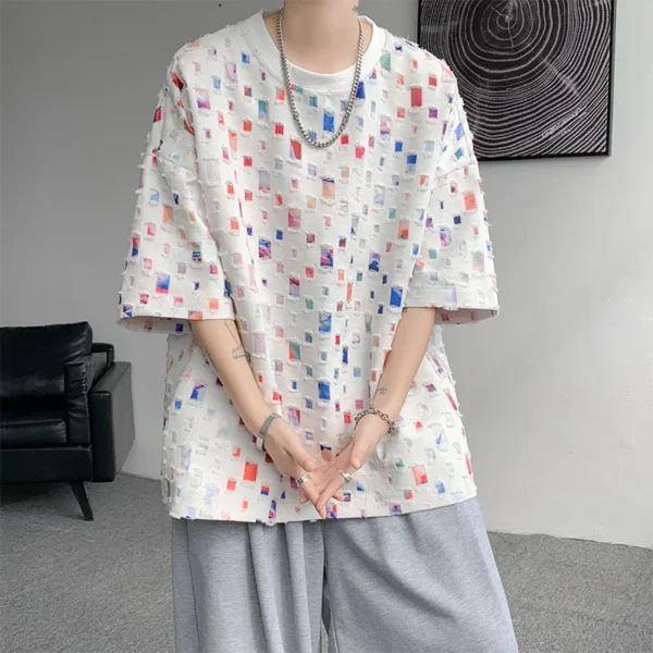 Plaid Hollow Out Tee - Image 3