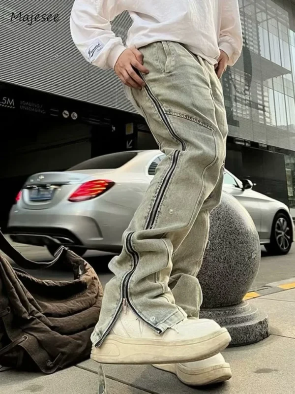 Patchwork Zipper Jeans