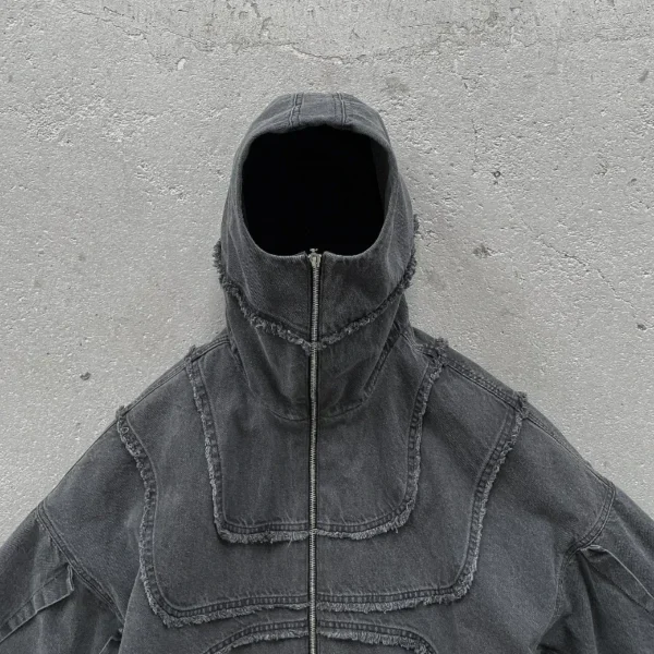 Zip Up Denim Hoodie - Image 2