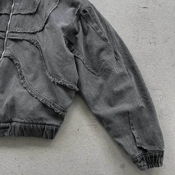 Zip Up Denim Hoodie - Image 3