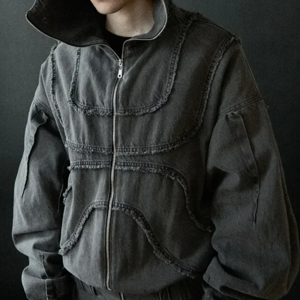 Zip Up Denim Hoodie - Image 5
