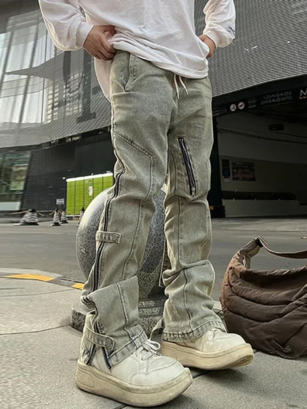 Patchwork Zipper Jeans - Image 2
